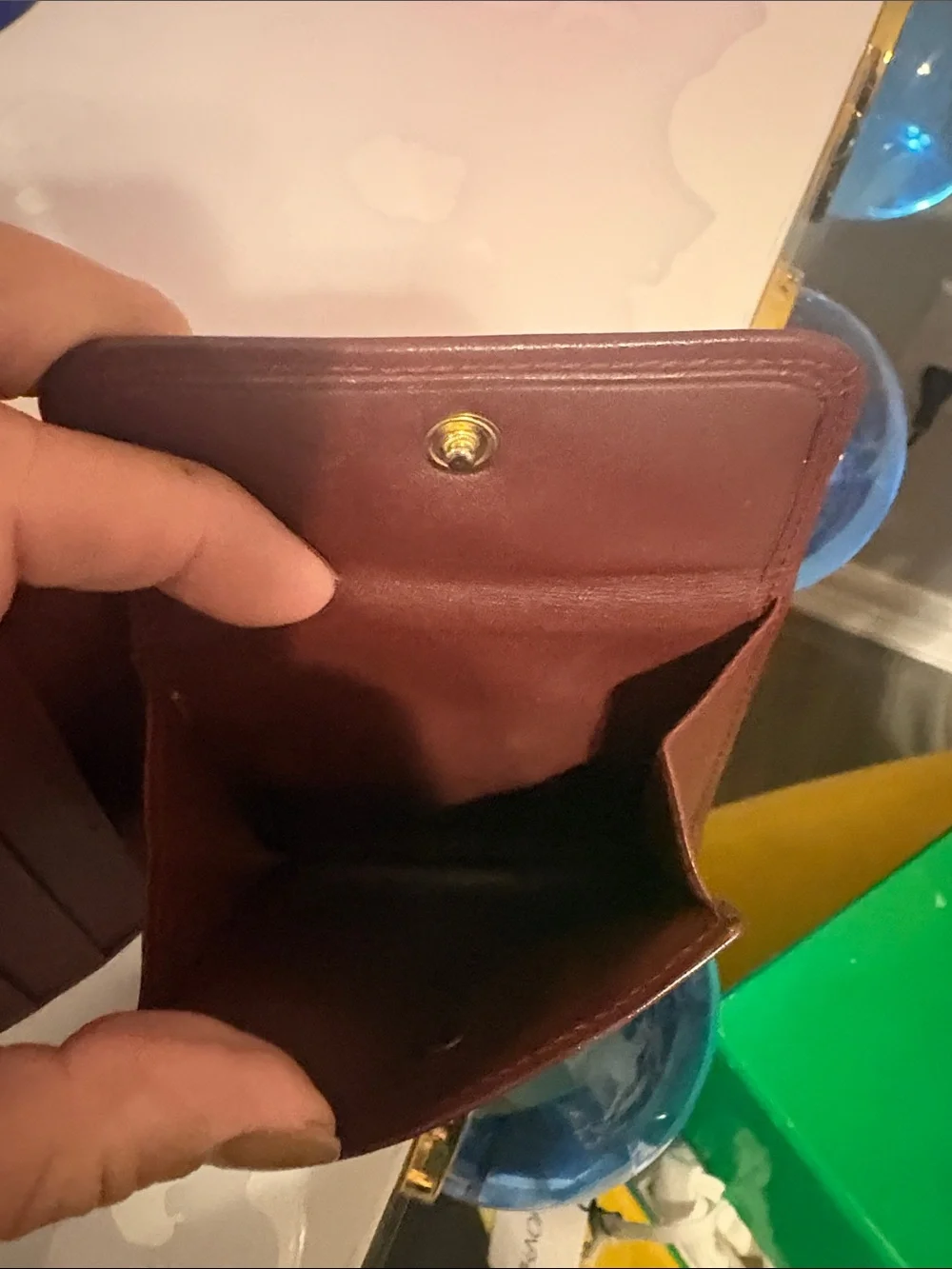 Authentic Cartier Men's Brown Leather Wallet with Gold Corner Accents